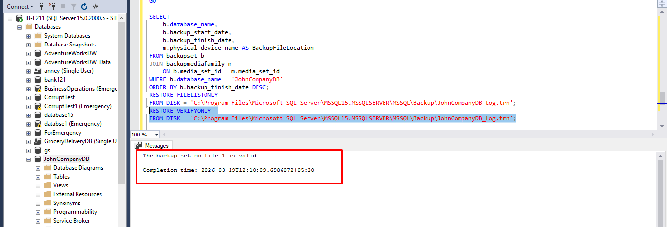 Check Backup Integrity